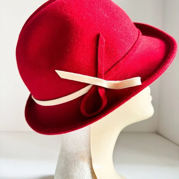 Vintage Lancaster Wool Felt Ladies Red Fedora L main image 8